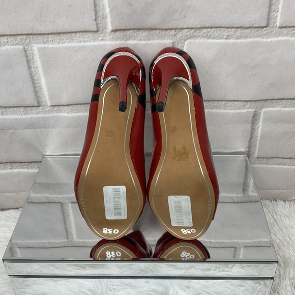 DKNY Red black and silver open toe heels NWT - Picture 9 of 12